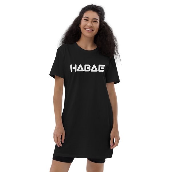 HABAE Organic cotton t-shirt dress (Black-Chubby Font)